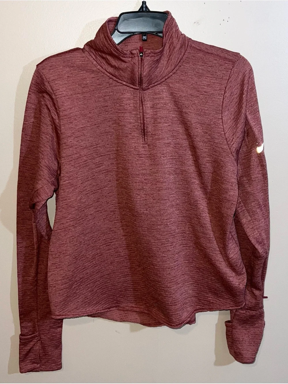Nike Dri-Fit Running Quarter Zip Long Sleeve Fleece Shirt Women’s M Burnt Orange